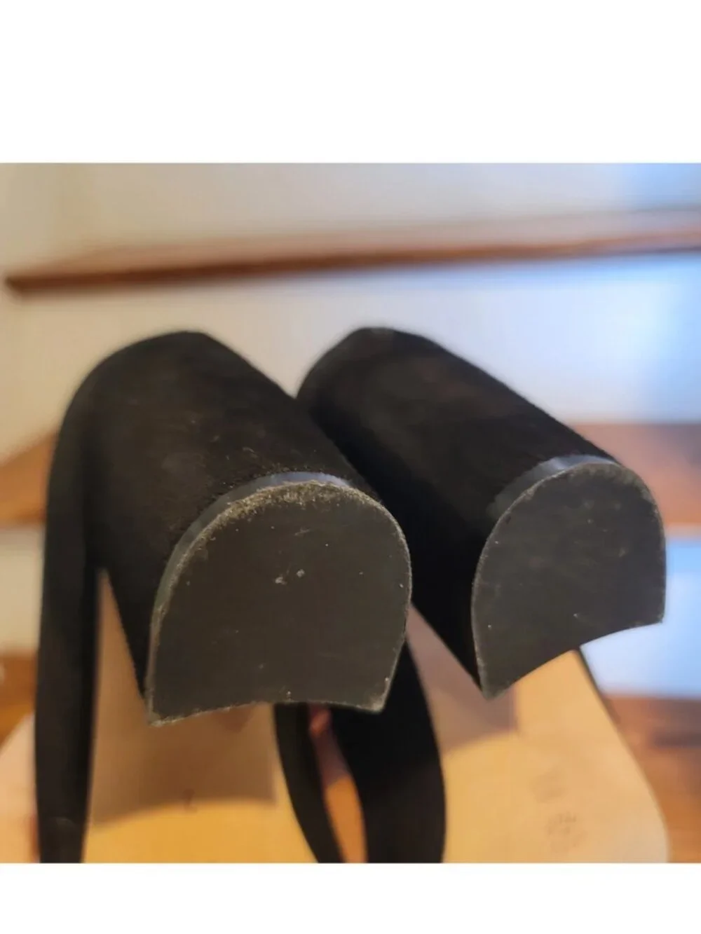 BUTTER Made In Italy Black Ladies Business Dress Shoes Suede Chunky Heels sz 7